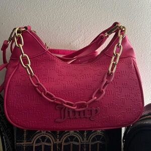 Juicy Couture Hot Pink Embossed Chain Shoulder Bag